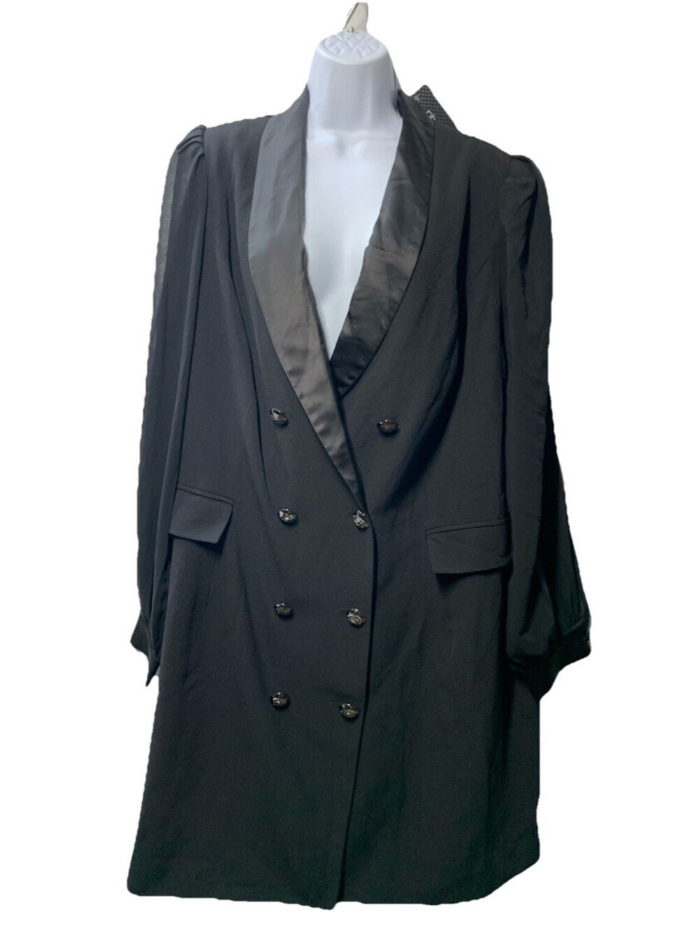 City Chic Tuxedo Dress Black Blazer Dress Double Breasted Lapel - Size Large